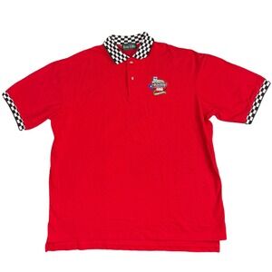 Vintage Ken Ellis Polo Shirt XL Interstate Batteries 500 Texas Checkered USA